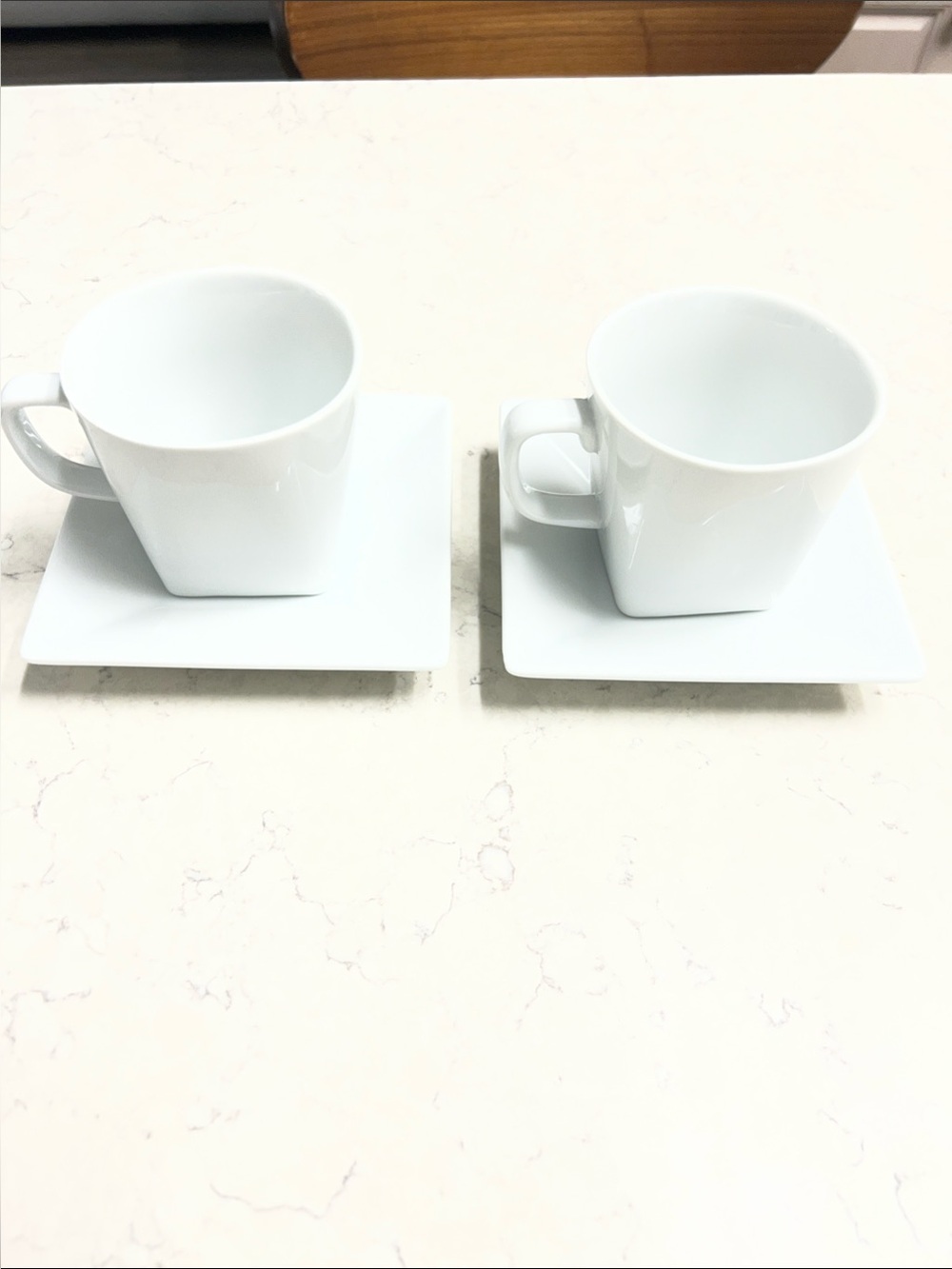 White Porcelain Square Cup & Saucer Set - 2 Pieces